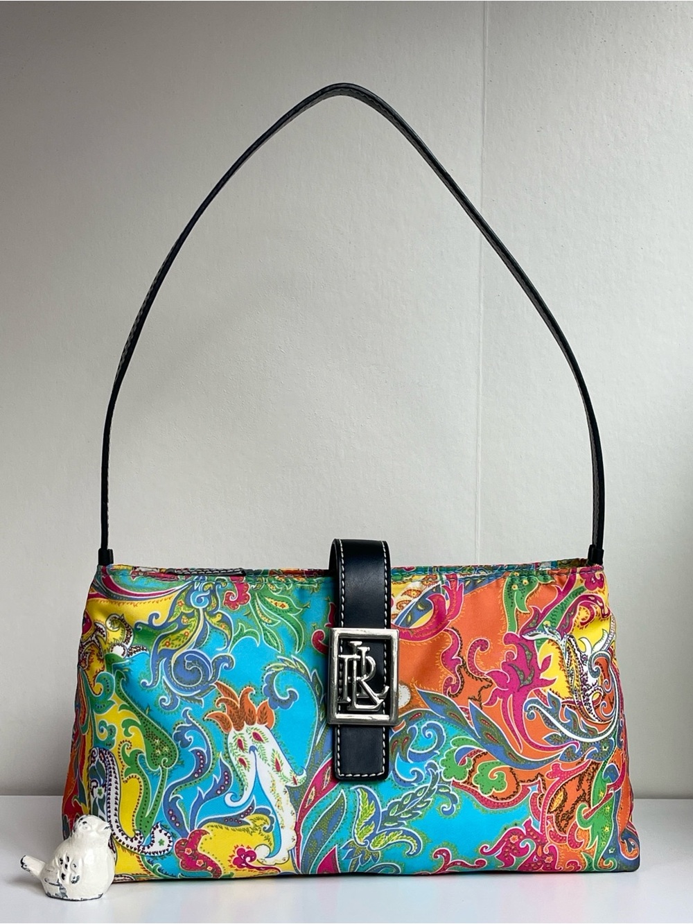 Lauren Ralph Lauren Y2K Multicolor Paisley Baguette Shoulder Bag